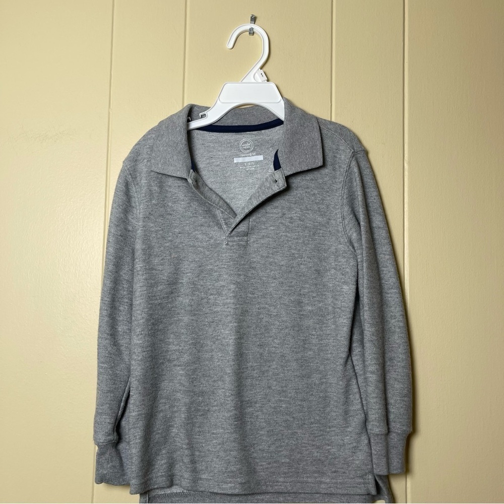 Wonder Nation Boys' School Uniform Long Sleeve Piqué Polo Shirt size S 6-7 Yrs